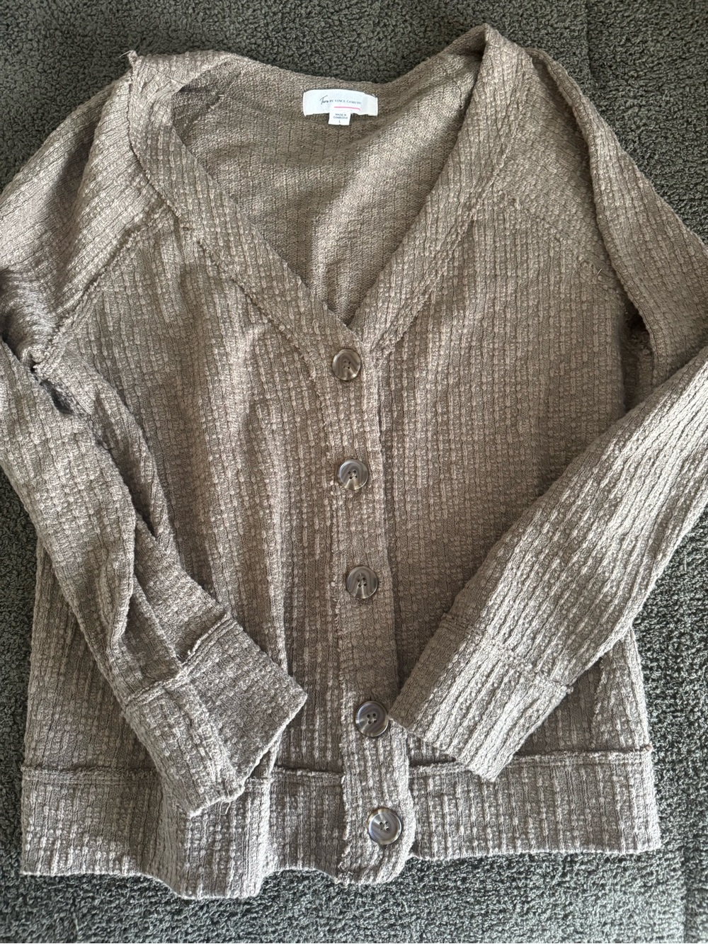 Cozy V-Neck Button Cardigan Sweater - light olive
